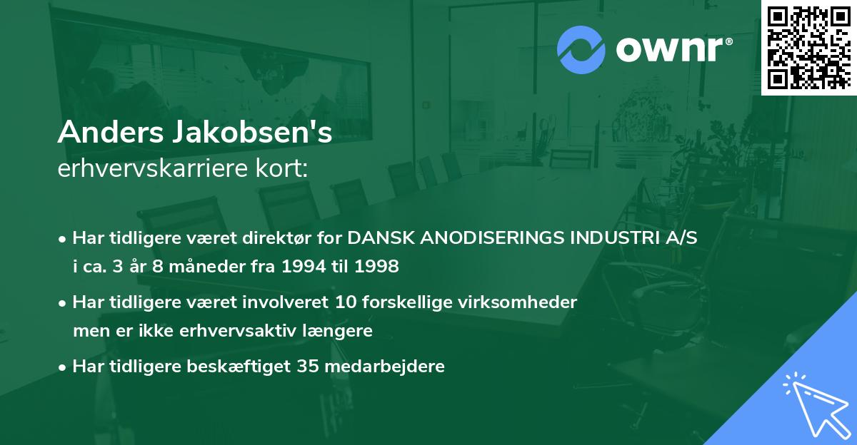 Anders Jakobsen's erhvervskarriere kort