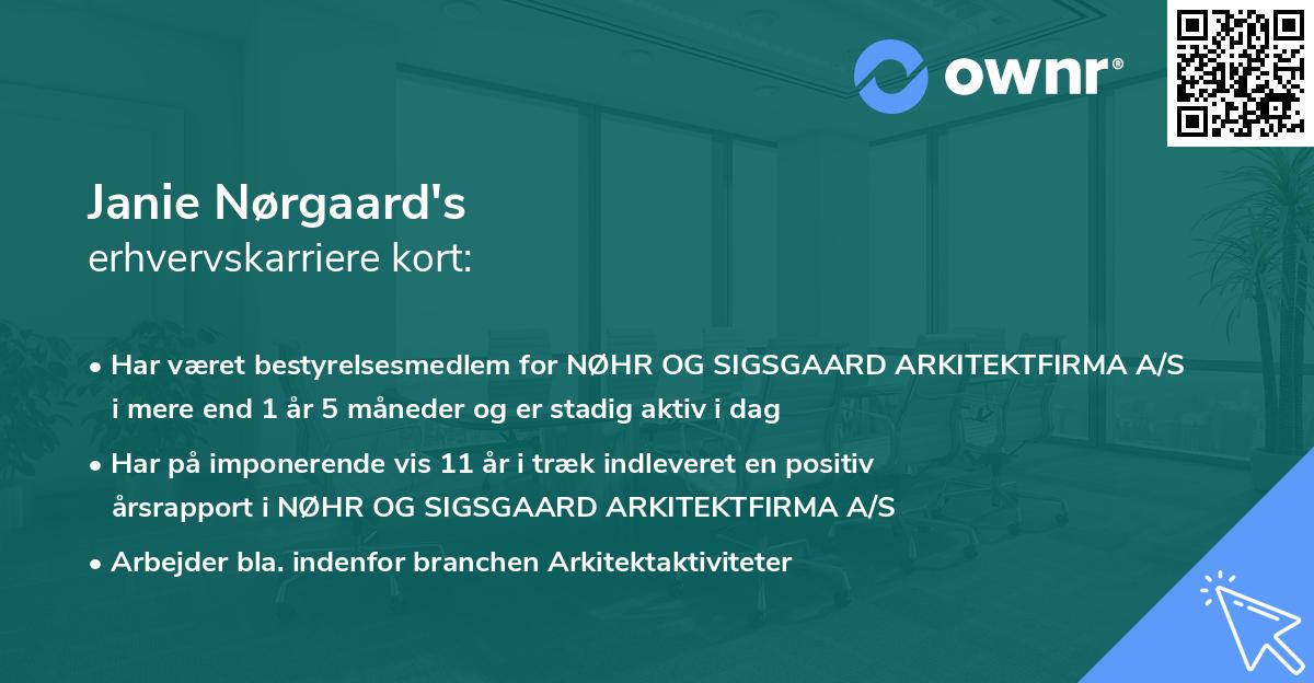 Janie Nørgaard's erhvervskarriere kort