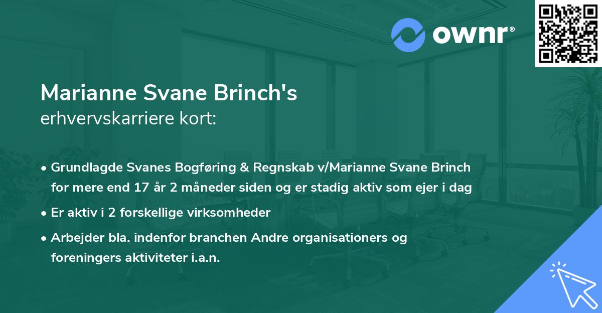 Marianne Svane Brinch's erhvervskarriere kort