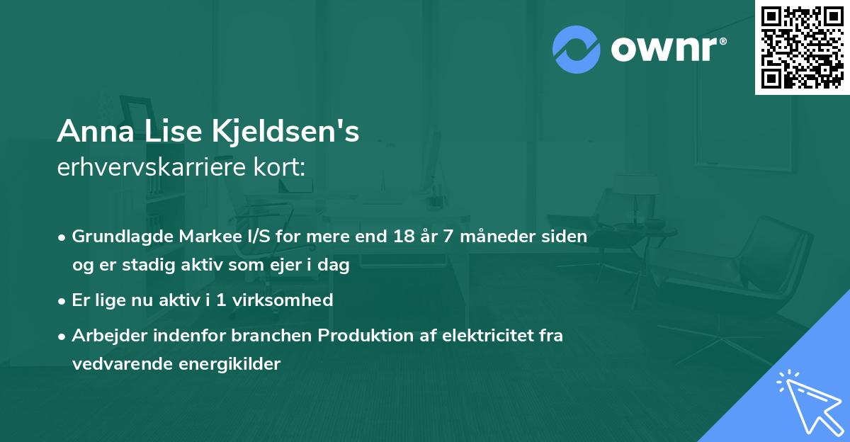 Anna Lise Kjeldsen's erhvervskarriere kort