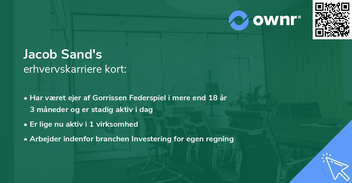 Jacob Sand's erhvervskarriere kort