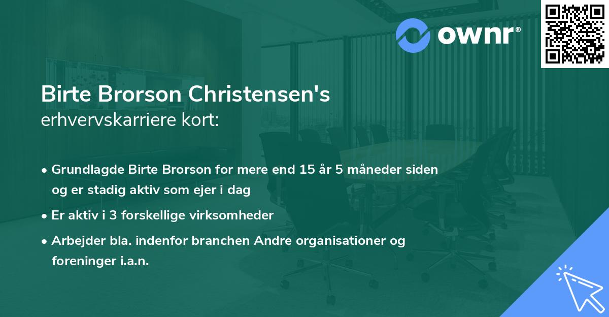 Birte Brorson Christensen's erhvervskarriere kort