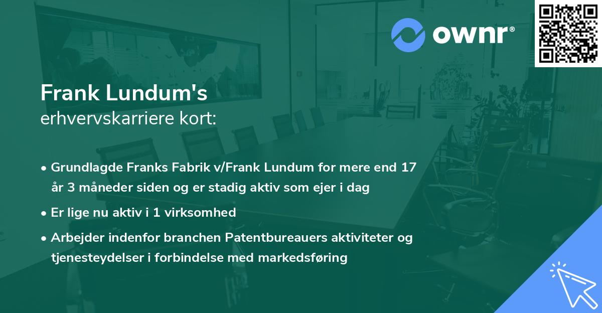 Frank Lundum's erhvervskarriere kort