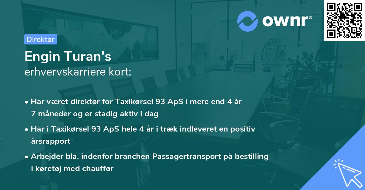 Engin Turan's erhvervskarriere kort