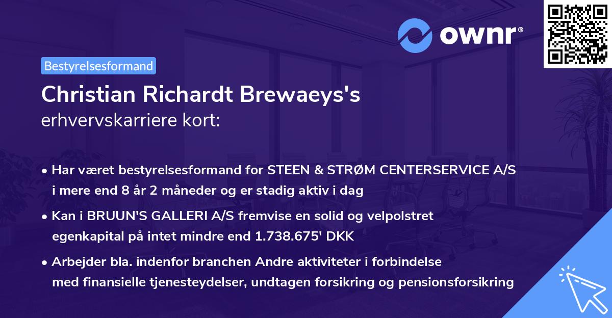 Christian Richardt Brewaeys's erhvervskarriere kort