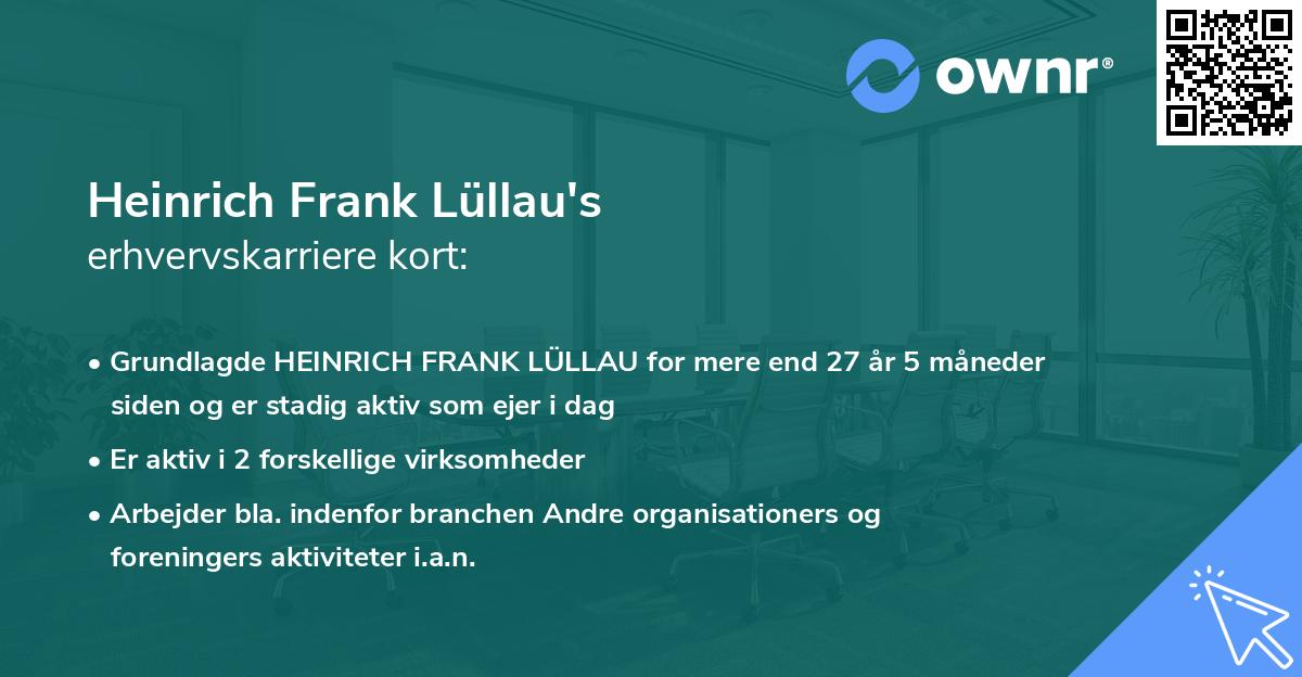 Heinrich Frank Lüllau's erhvervskarriere kort