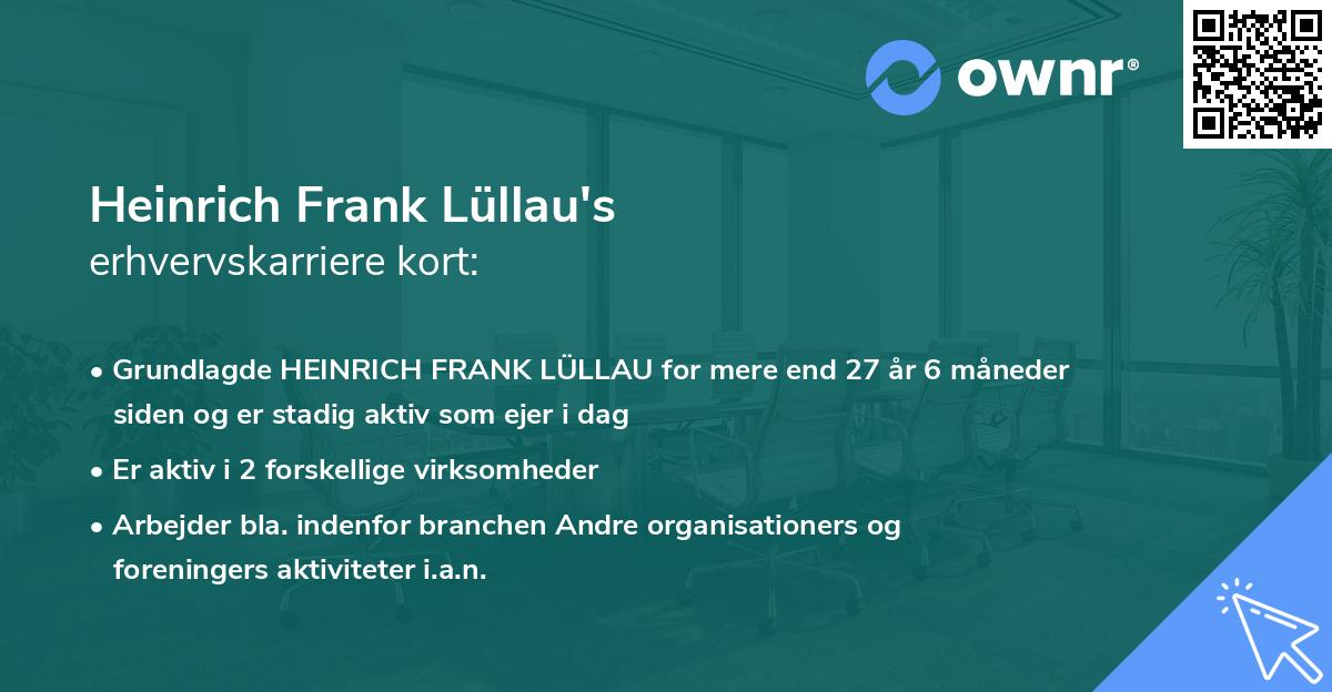 Heinrich Frank Lüllau's erhvervskarriere kort