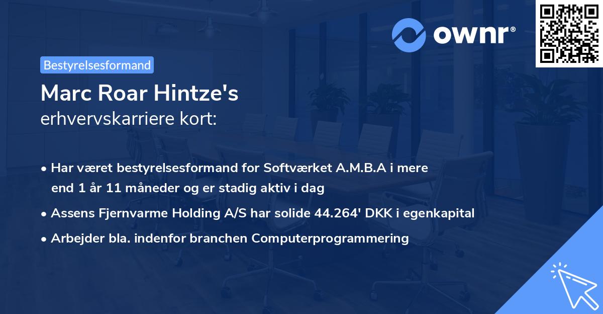 Marc Roar Hintze's erhvervskarriere kort