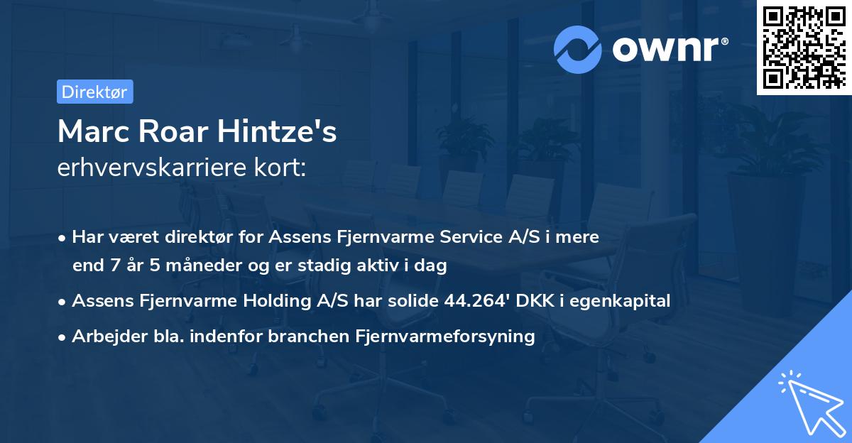 Marc Roar Hintze's erhvervskarriere kort