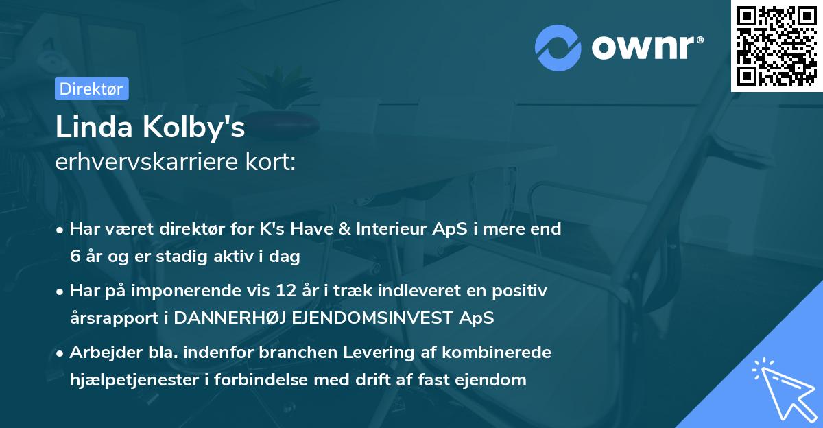 Linda Kolby's erhvervskarriere kort