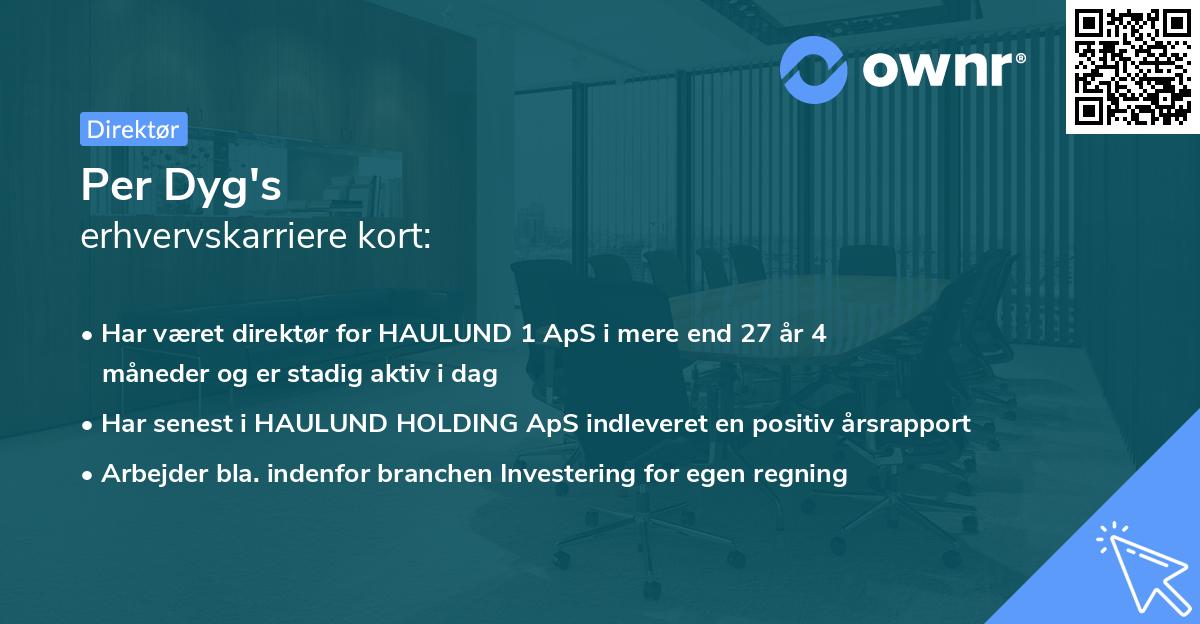 Per Dyg's erhvervskarriere kort