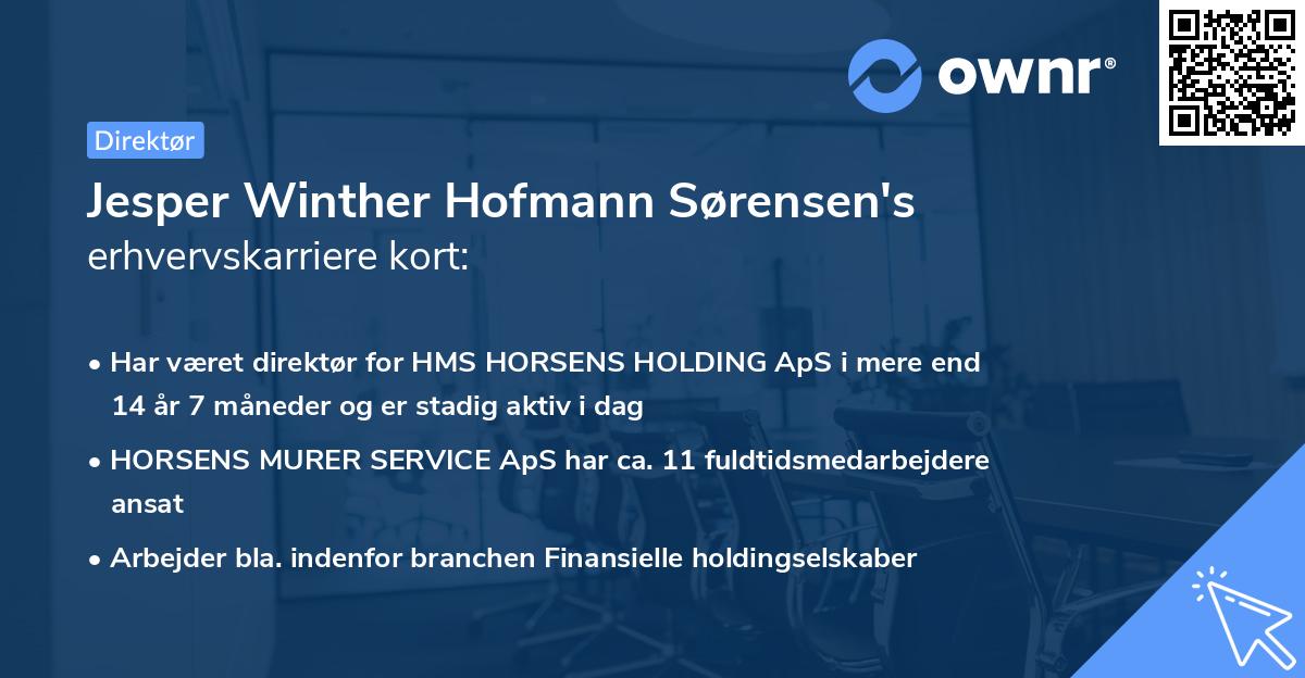 Jesper Winther Hofmann Sørensen's erhvervskarriere kort