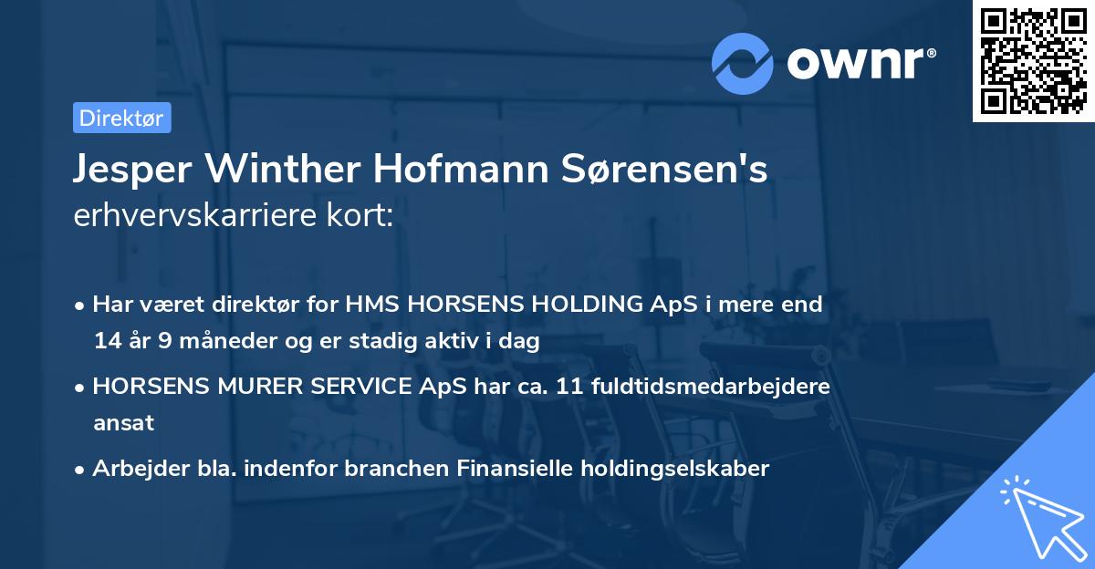 Jesper Winther Hofmann Sørensen's erhvervskarriere kort
