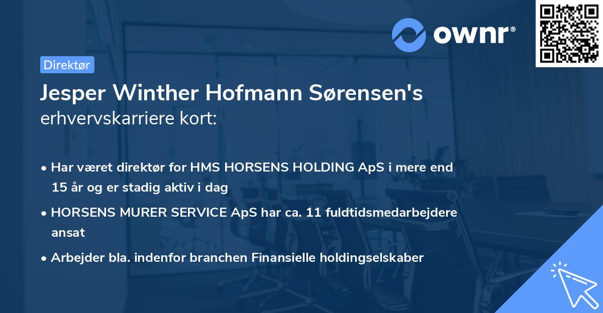 Jesper Winther Hofmann Sørensen's erhvervskarriere kort