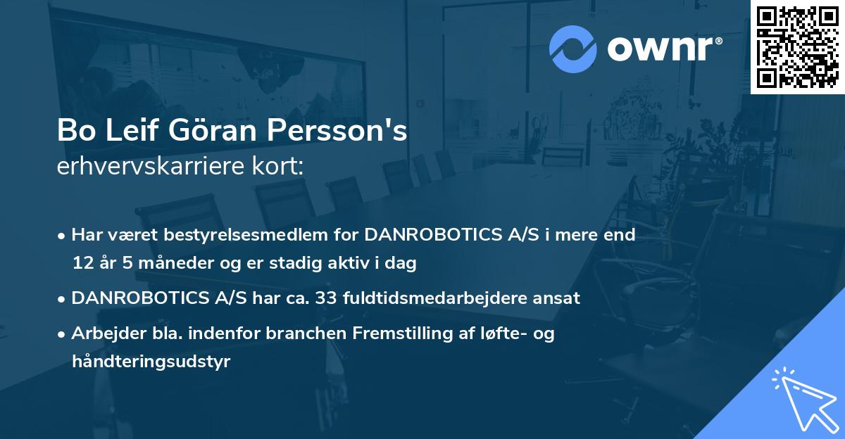 Bo Leif Göran Persson's erhvervskarriere kort