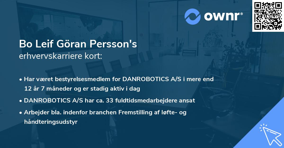 Bo Leif Göran Persson's erhvervskarriere kort