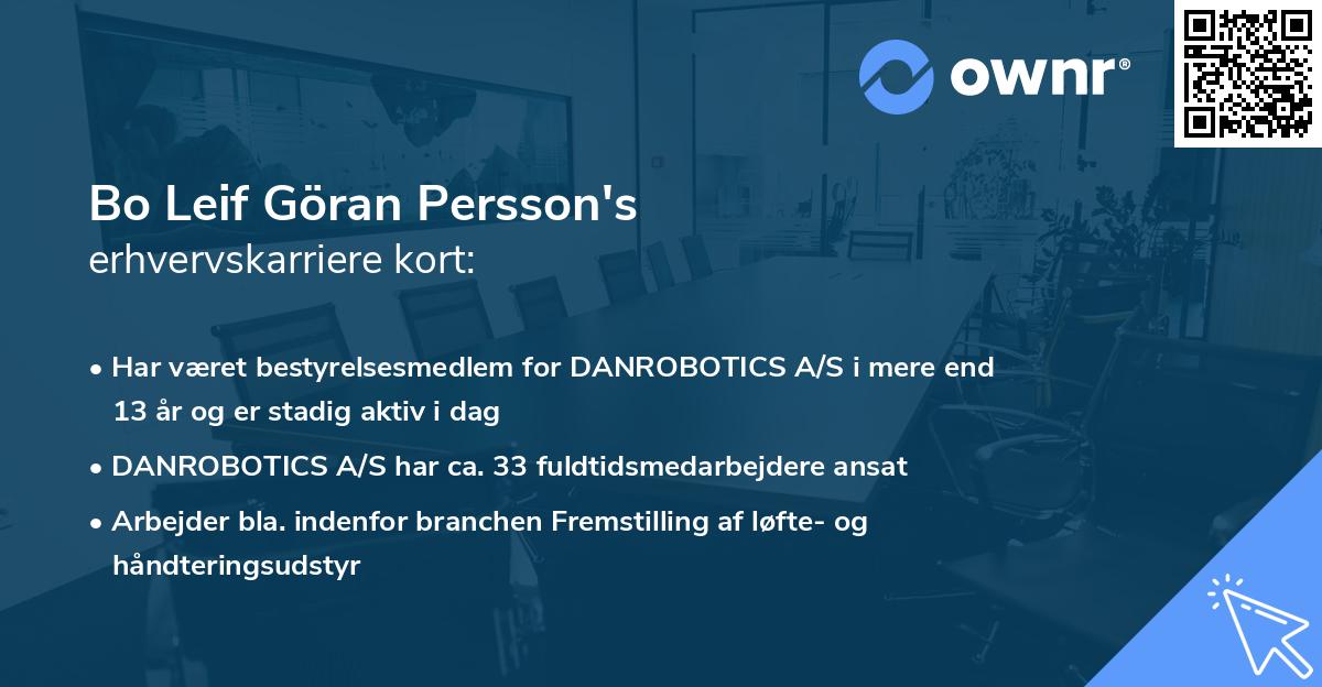 Bo Leif Göran Persson's erhvervskarriere kort