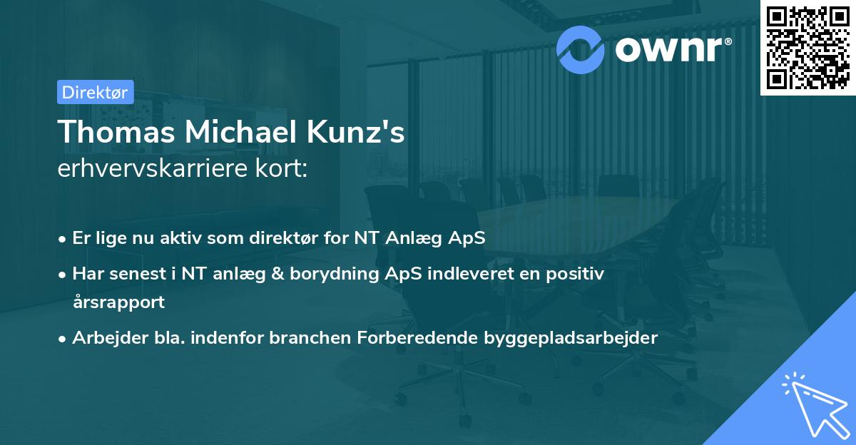 Thomas Michael Kunz's erhvervskarriere kort