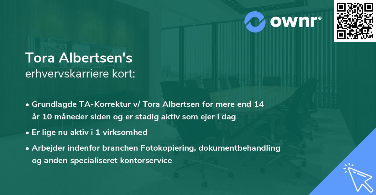 Tora Albertsen's erhvervskarriere kort