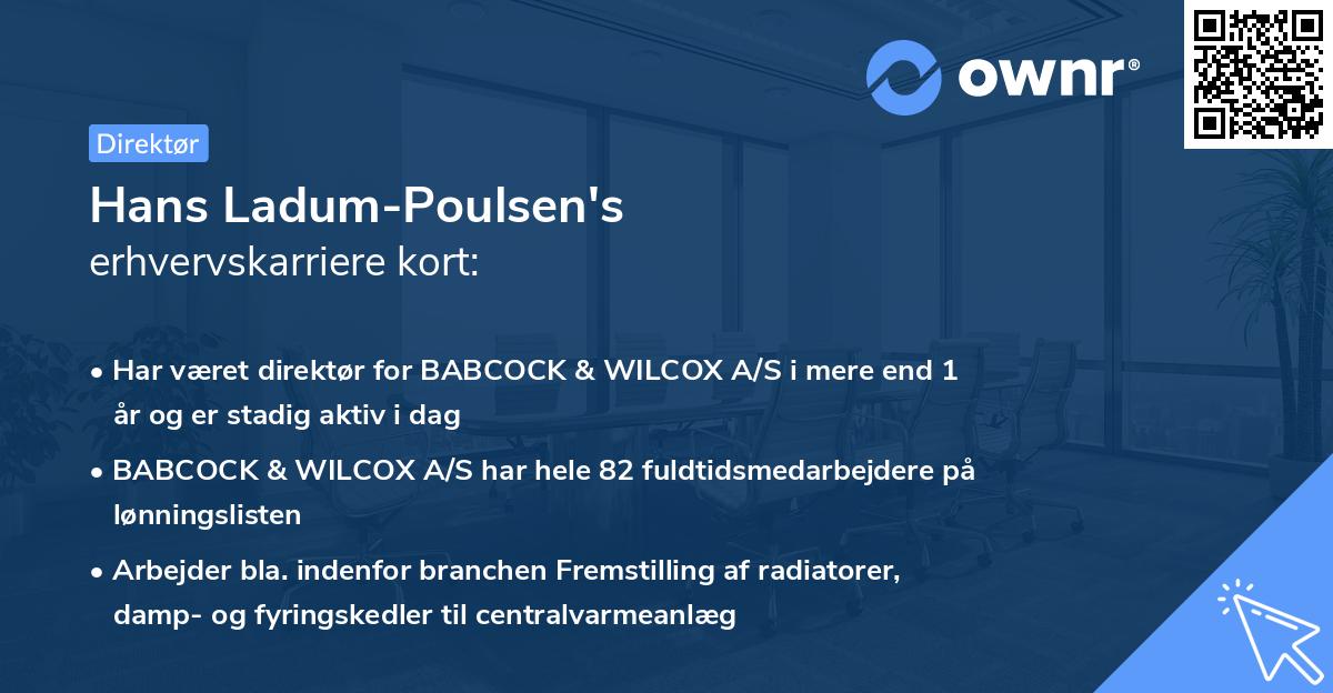 Hans Ladum-Poulsen's erhvervskarriere kort