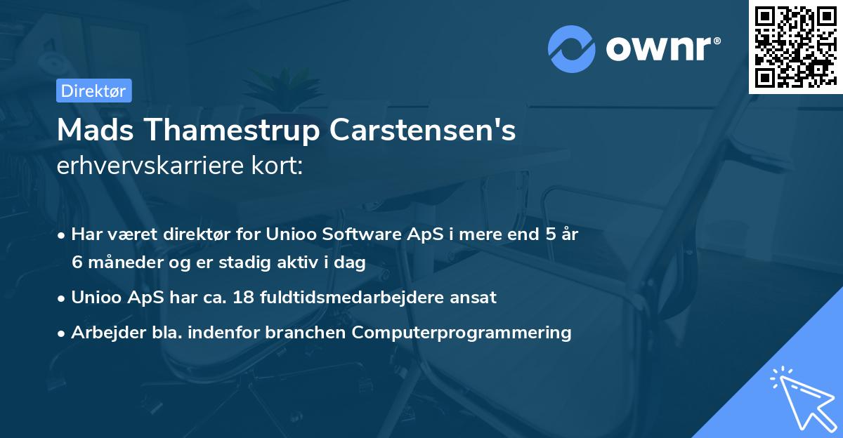Mads Thamestrup Carstensen's erhvervskarriere kort