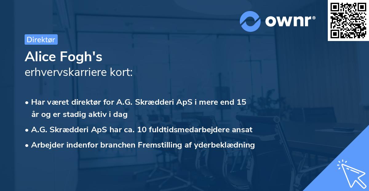 Alice Fogh's erhvervskarriere kort