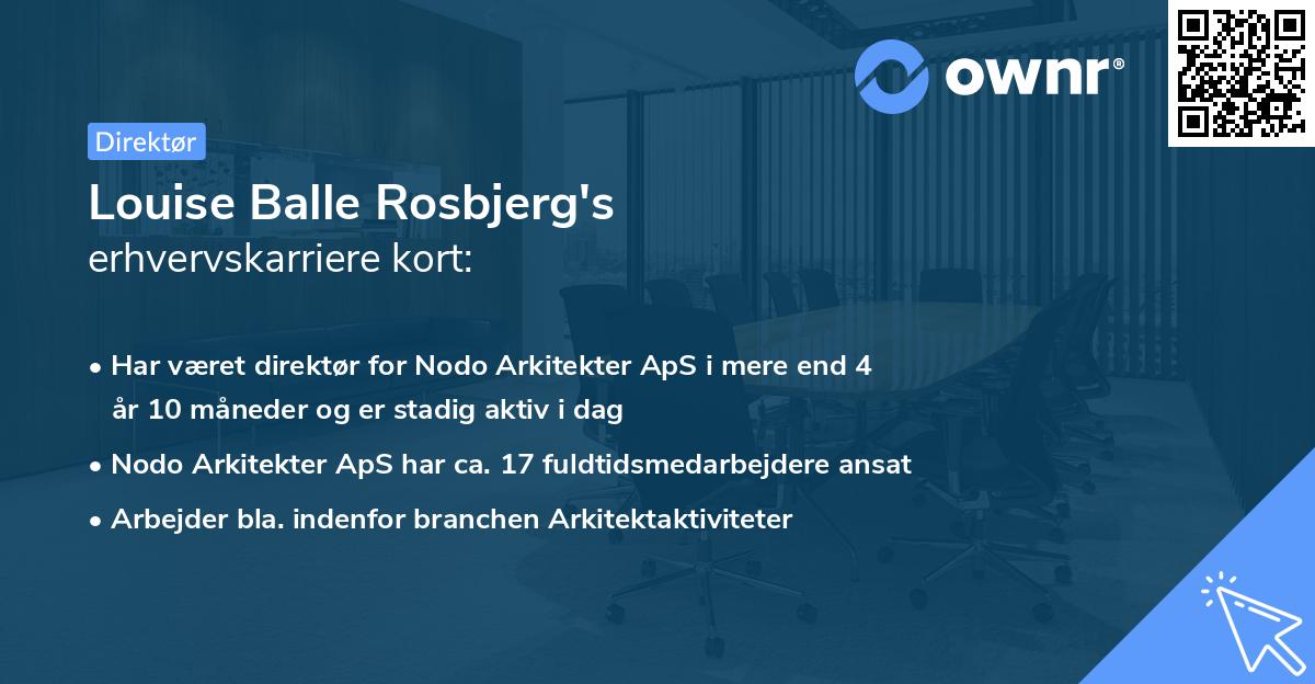 Louise Balle Rosbjerg's erhvervskarriere kort