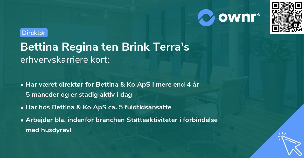 Bettina Regina ten Brink Terra's erhvervskarriere kort