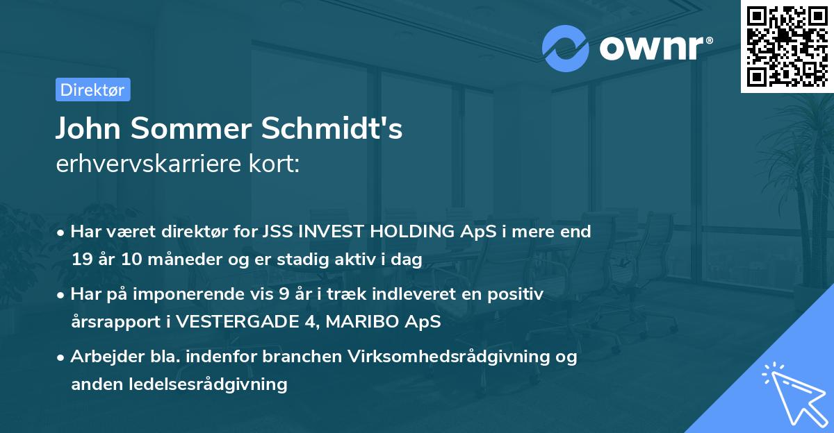 John Sommer Schmidt's erhvervskarriere kort