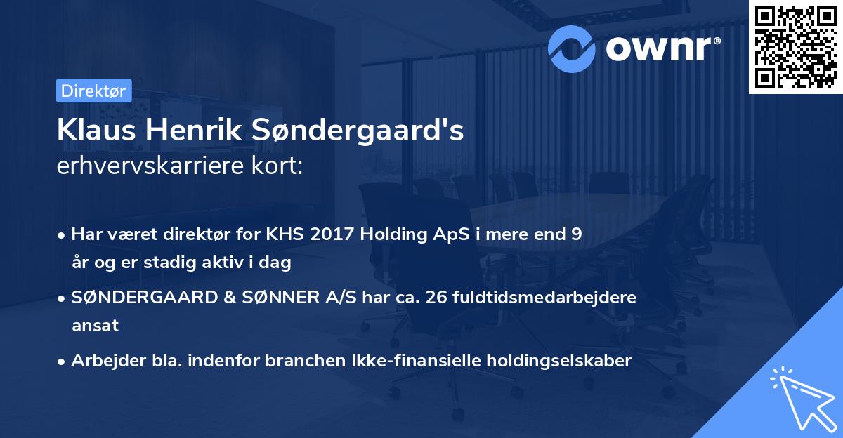 Klaus Henrik Søndergaard's erhvervskarriere kort