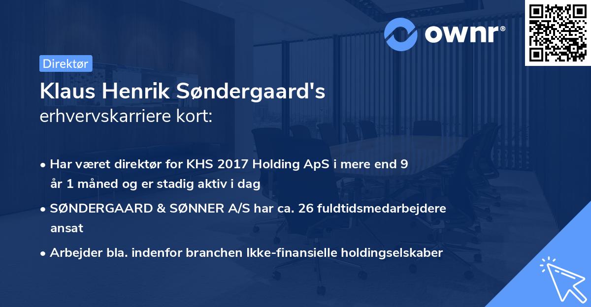 Klaus Henrik Søndergaard's erhvervskarriere kort