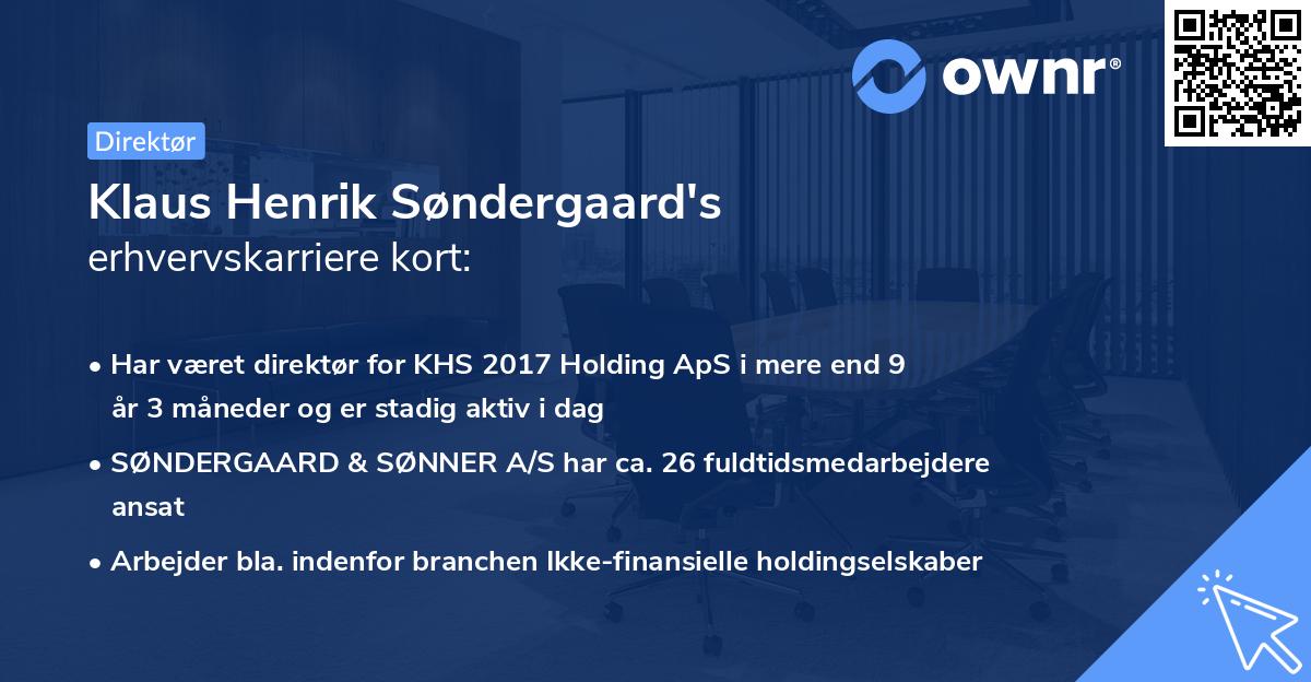 Klaus Henrik Søndergaard's erhvervskarriere kort