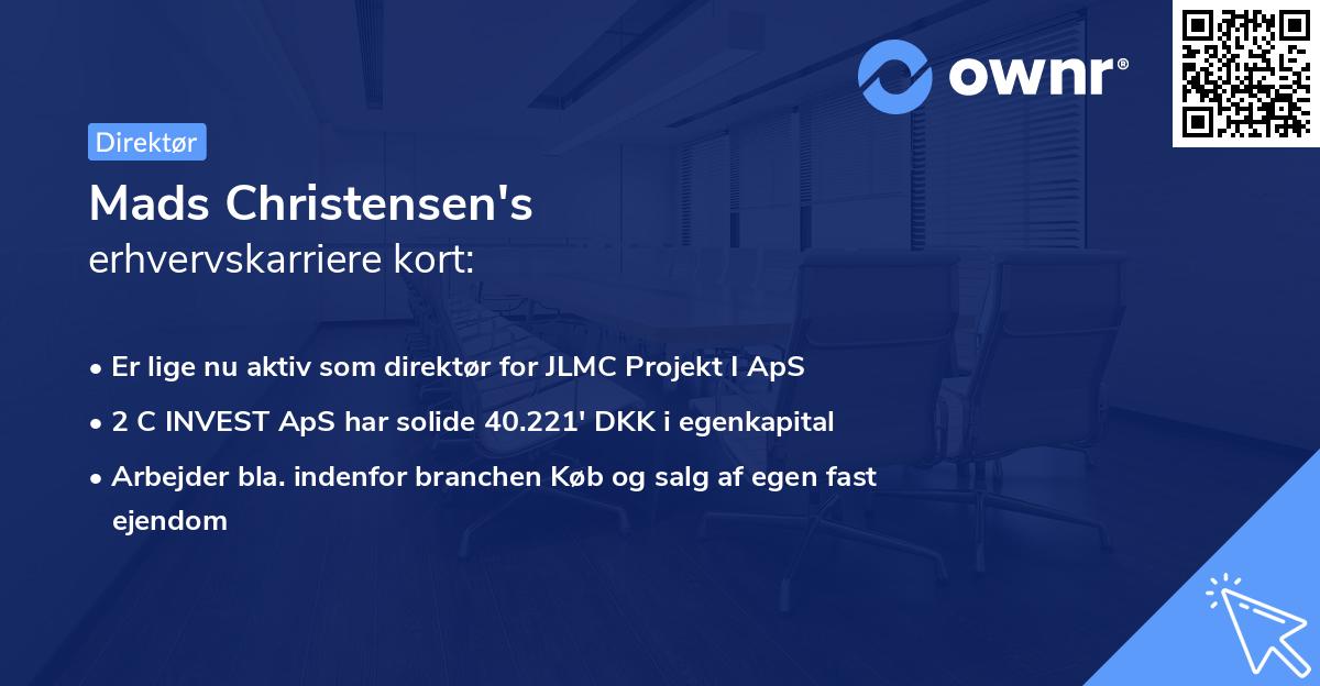 Mads Christensen's erhvervskarriere kort