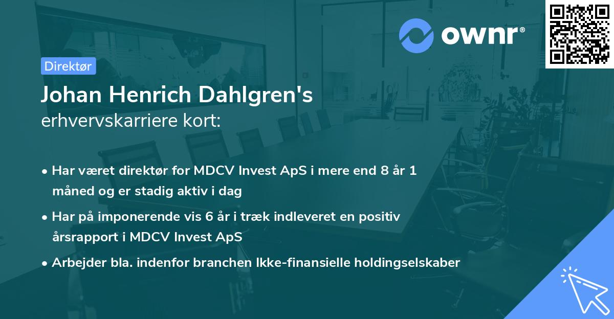 Johan Henrich Dahlgren's erhvervskarriere kort