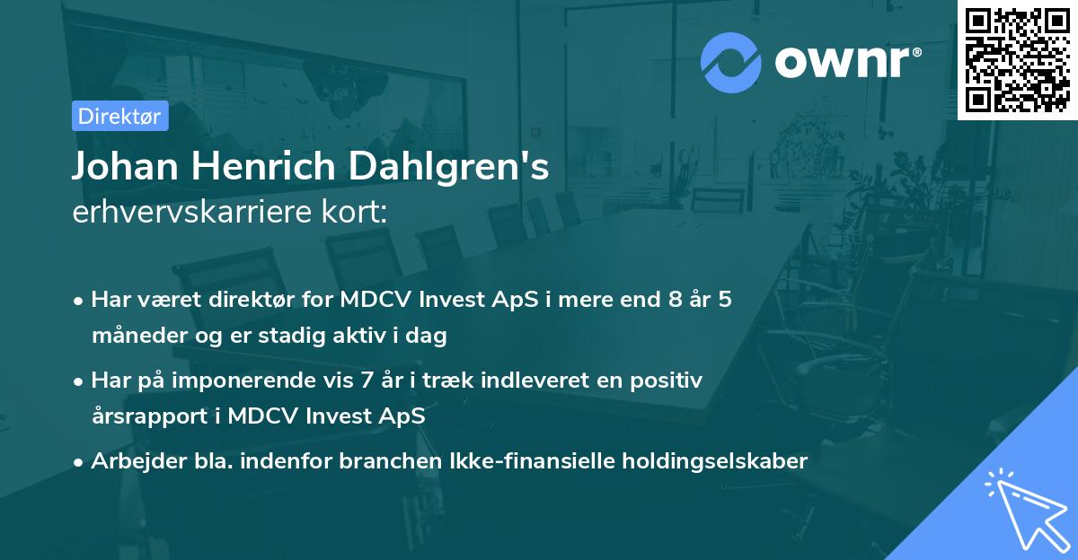 Johan Henrich Dahlgren's erhvervskarriere kort