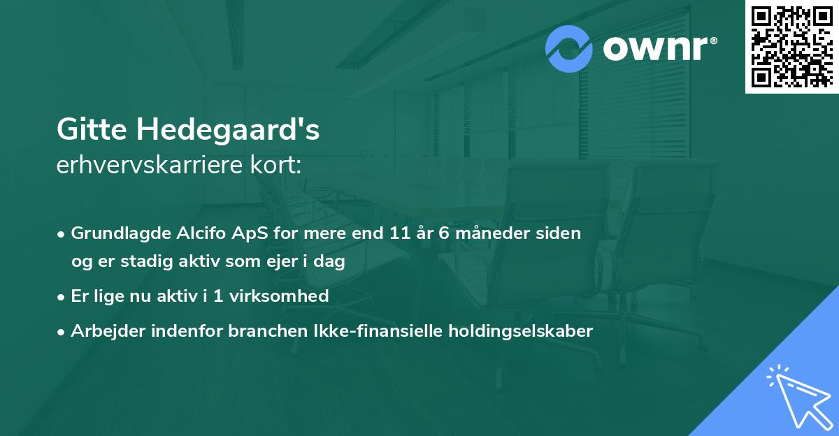 Gitte Hedegaard's erhvervskarriere kort