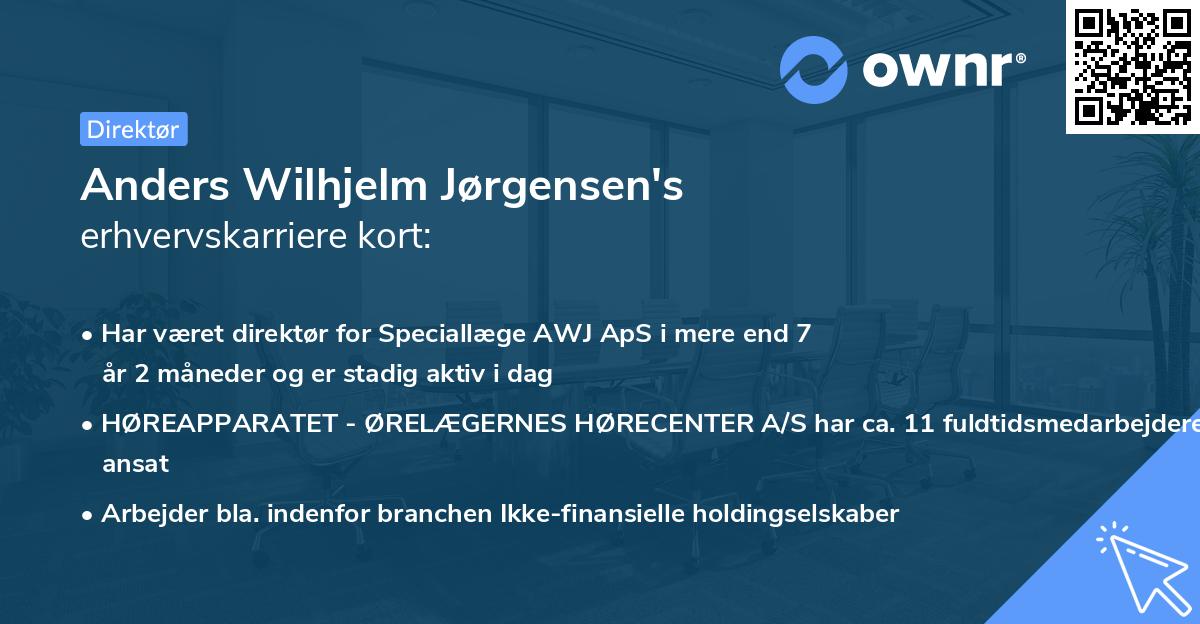 Anders Wilhjelm Jørgensen's erhvervskarriere kort