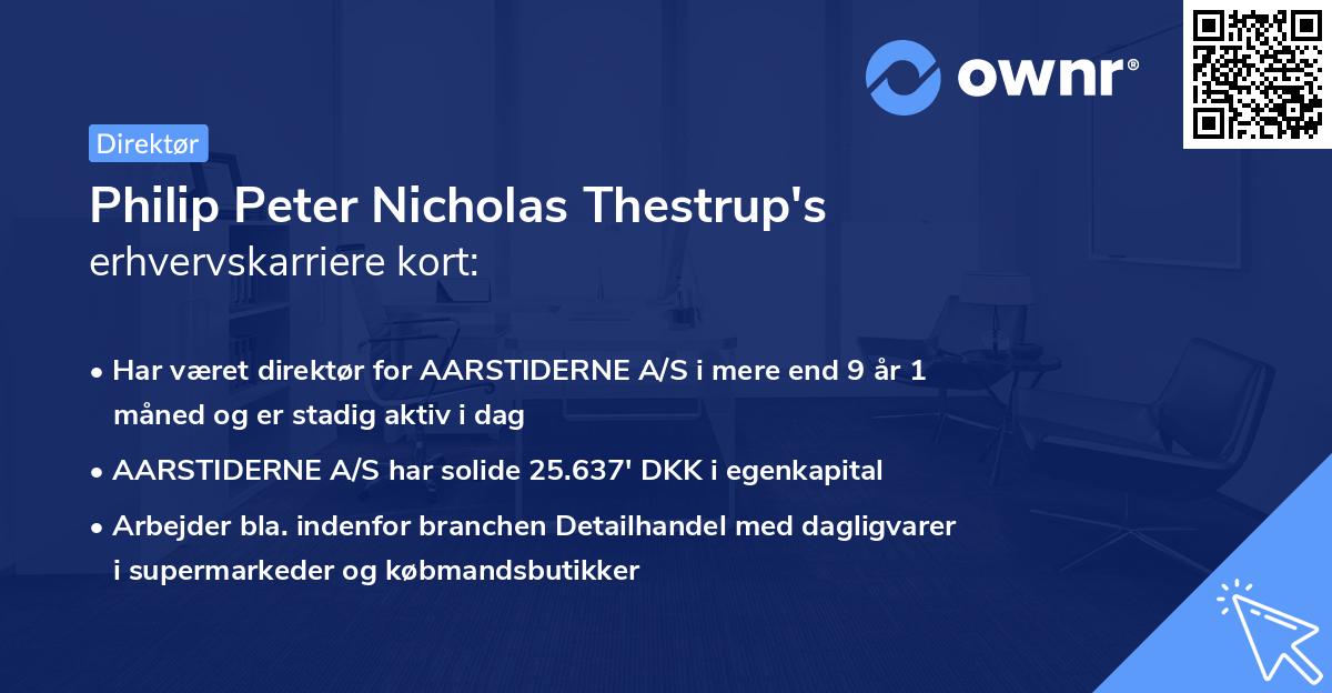 Philip Peter Nicholas Thestrup's erhvervskarriere kort