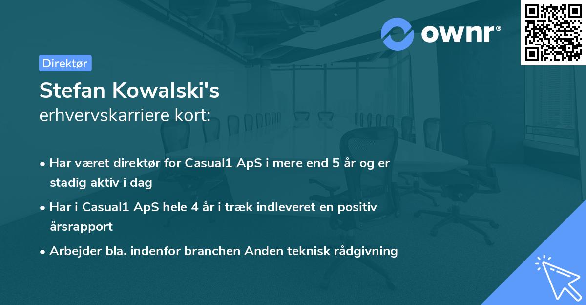Stefan Kowalski's erhvervskarriere kort