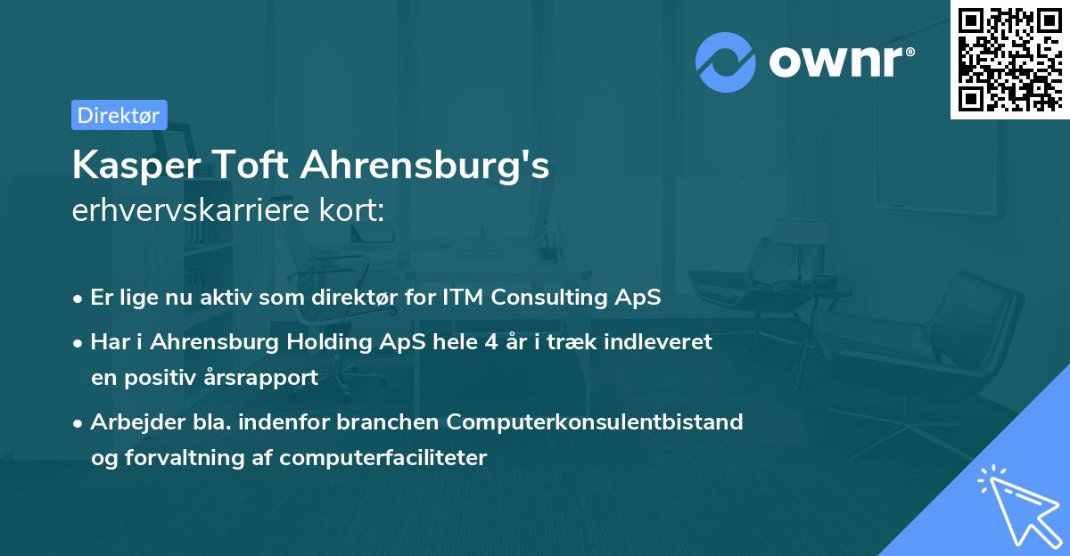 Kasper Toft Ahrensburg's erhvervskarriere kort