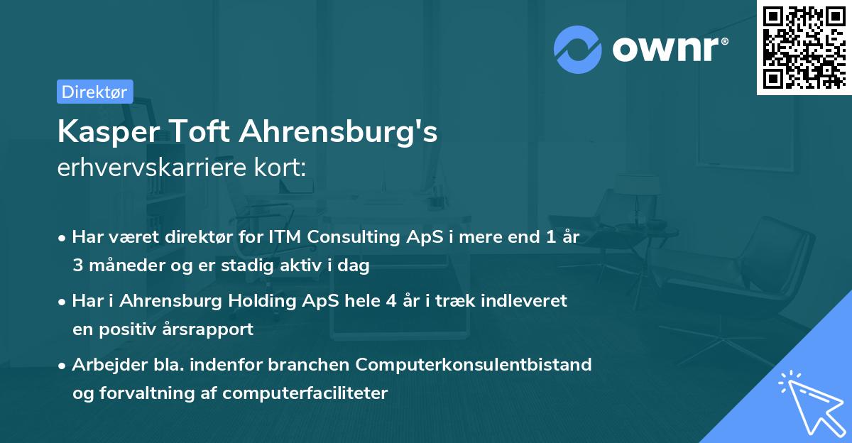 Kasper Toft Ahrensburg's erhvervskarriere kort