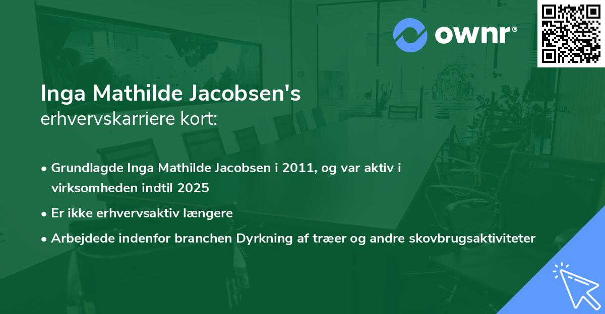 Inga Mathilde Jacobsen's erhvervskarriere kort