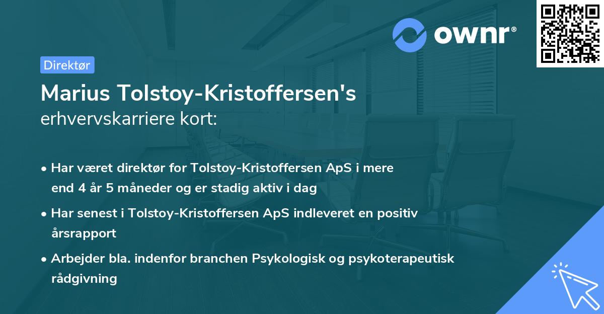 Marius Tolstoy-Kristoffersen's erhvervskarriere kort