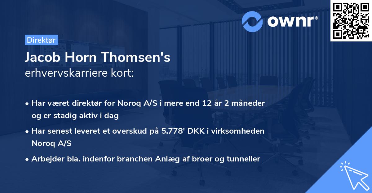 Jacob Horn Thomsen's erhvervskarriere kort