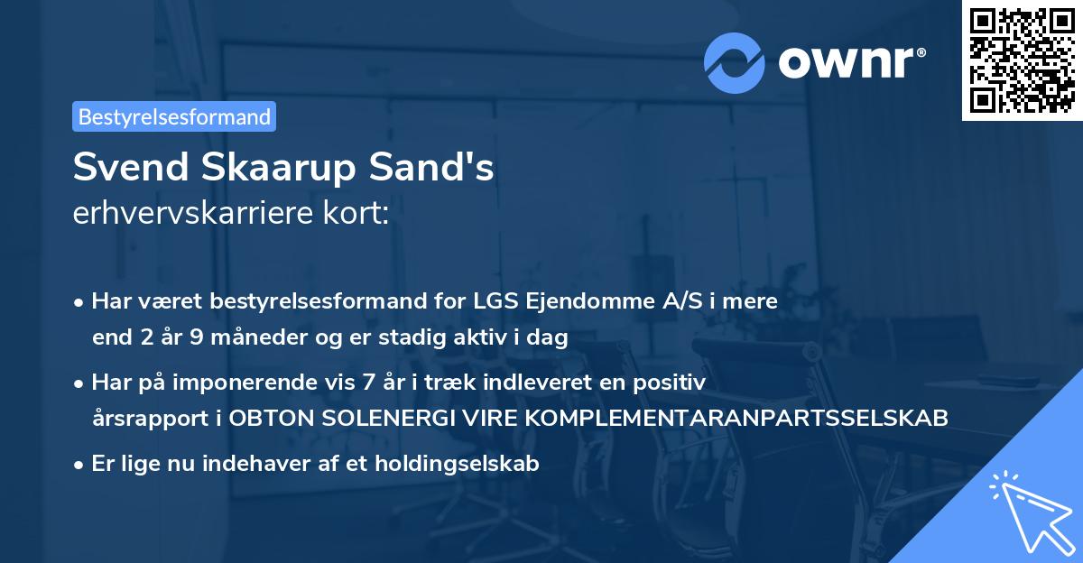 Svend Skaarup Sand's erhvervskarriere kort