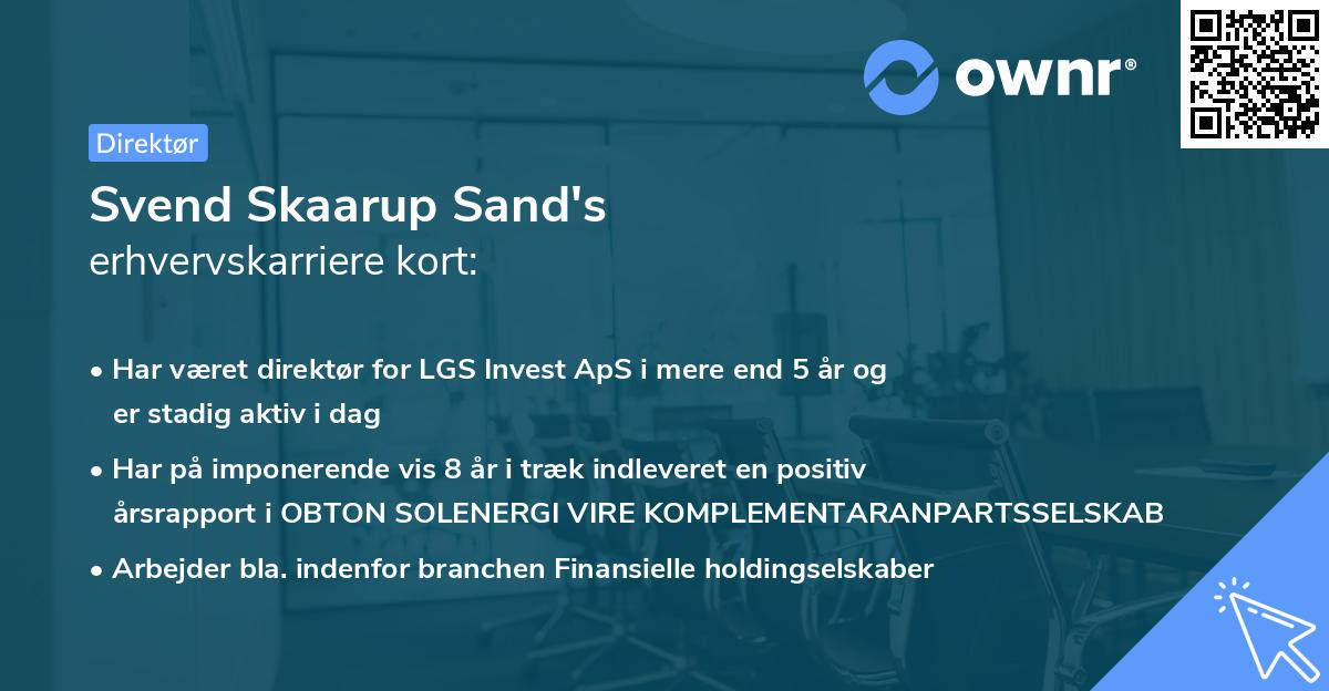 Svend Skaarup Sand's erhvervskarriere kort
