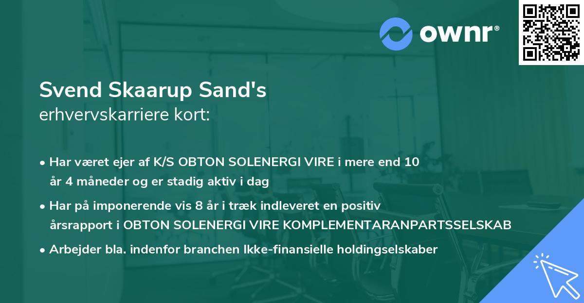 Svend Skaarup Sand's erhvervskarriere kort