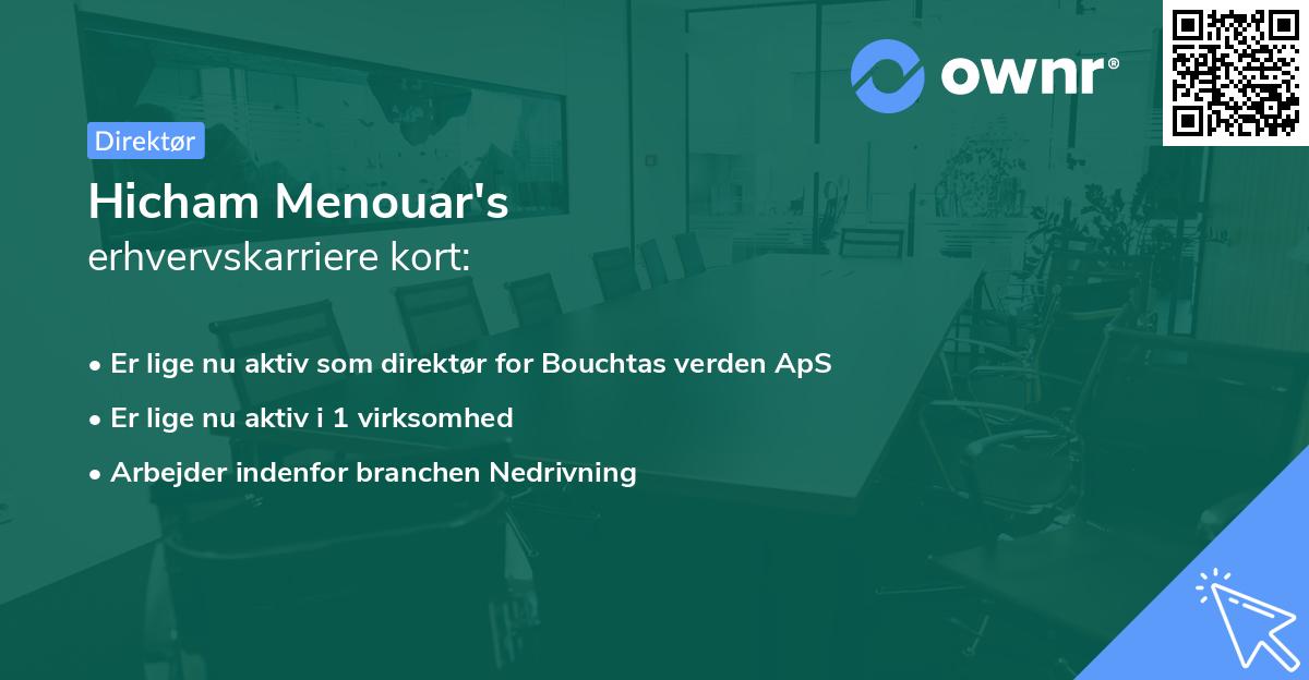 Hicham Menouar's erhvervskarriere kort
