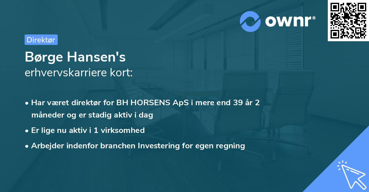 Børge Hansen's erhvervskarriere kort