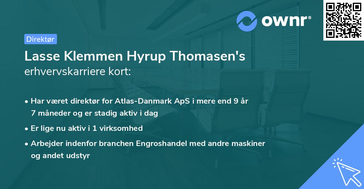 Lasse Klemmen Hyrup Thomasen's erhvervskarriere kort